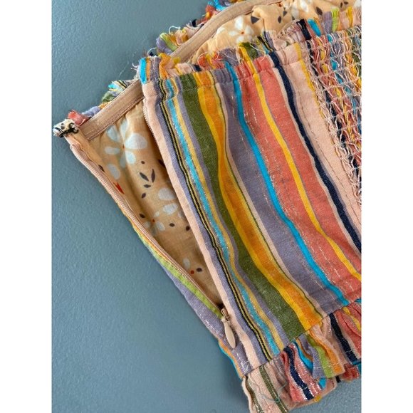 Pilcro Anthropologie women's medium rainbow smocked strapless tube top NWT - Picture 6 of 9